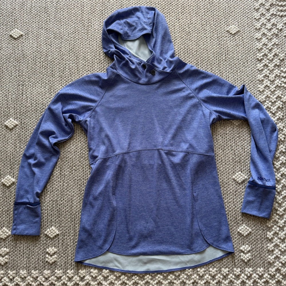 Blue Hooded Long-Sleeve Women's Top
